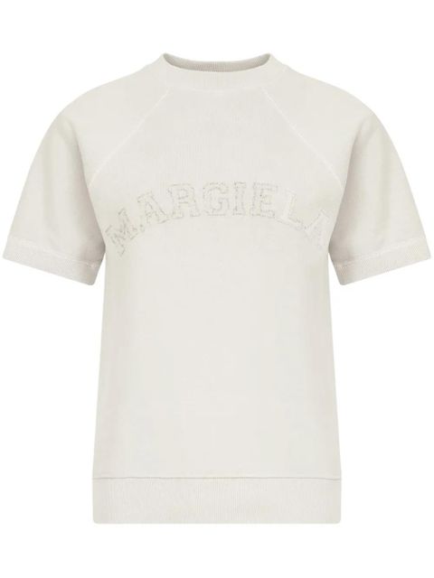 Maison Margiela logo-print cotton sweatshirt - Neutrals - zdjęcie produktu nr 1