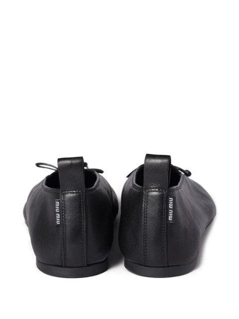 Miu Miu Élan bow-detail leather ballet flats - Black