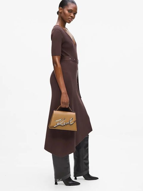 Karl Lagerfeld torebka skórzana K/SIGNATURE kolor brązowy A1W30036 - zdjęcie produktu nr 2