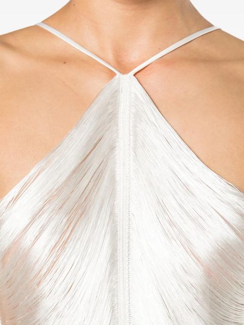 Cult Gaia Renata halterneck fringed gown - White
