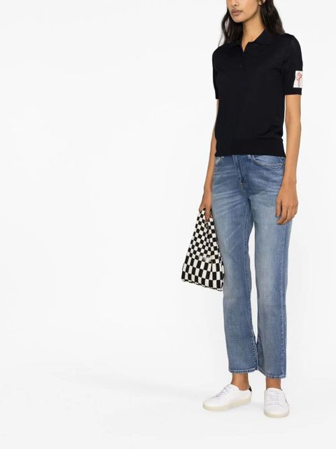 Golden Goose logo-patch polo shirt - Blue