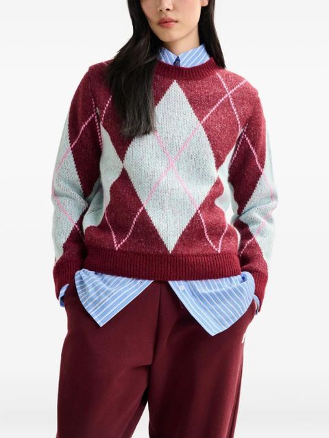 Essentiel Antwerp diamond-pattern crew-neck sweater - Red