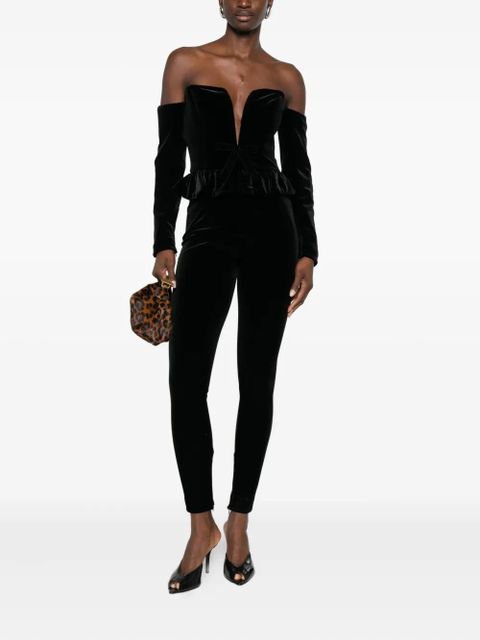 Alessandra Rich V-neck velvet jumpsuit - Black