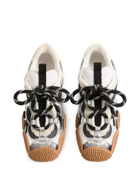 Valentino Garavani Amphibia sneakers in rubberized calfskin and laminated nappa - Silver