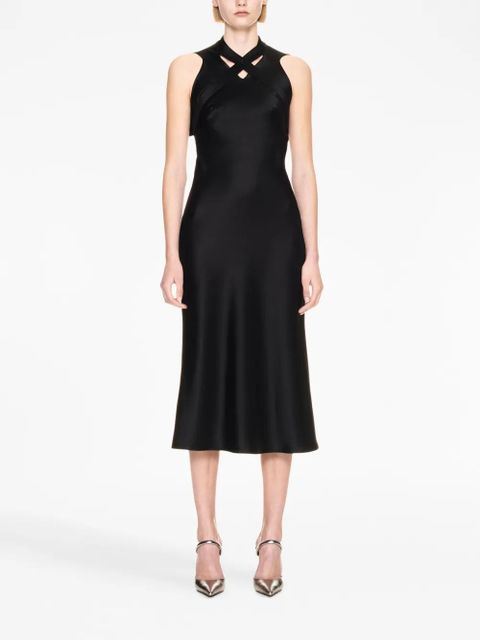 Off-White buckle-detail satin midi dress - Black - zdjęcie produktu nr 2