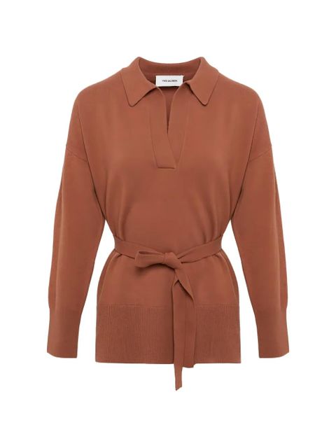 Yves Salomon V-neck knitted top - Brown - zdjęcie produktu nr 1