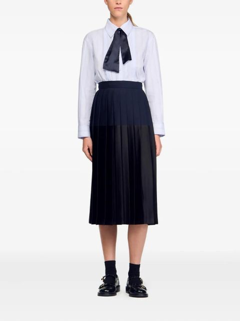 SANDRO pleated colourblock midi skirt - Black - zdjęcie produktu nr 2