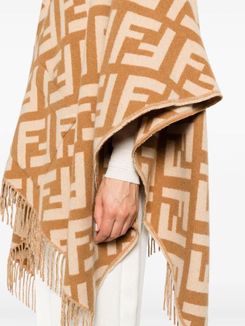 FENDI jacquard cashmere poncho - Brown