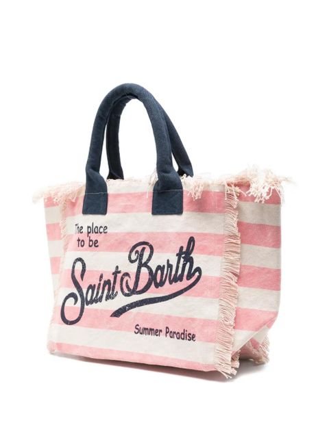 MC2 Saint Barth Vanity fringed striped tote bag - Pink
