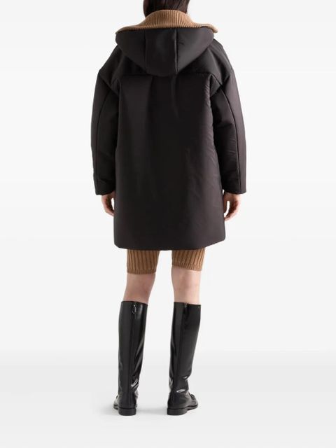 Prada hooded snap-fit fastening coat - Black