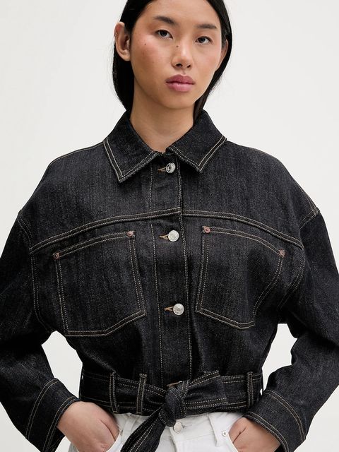 HUGO kurtka jeansowa kolor granatowy przejściowa 50558837