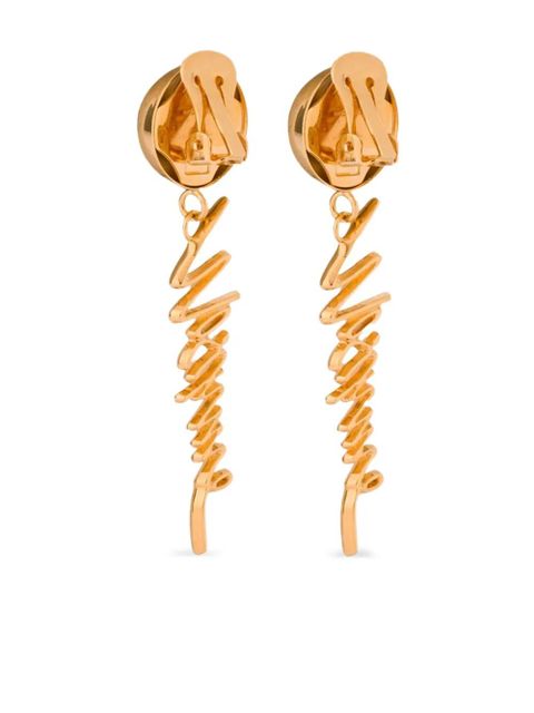Moschino logo-lettering drop earrings - Gold