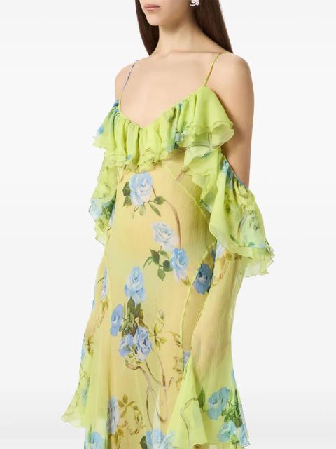 Blumarine ruffled floral maxi dress - Green