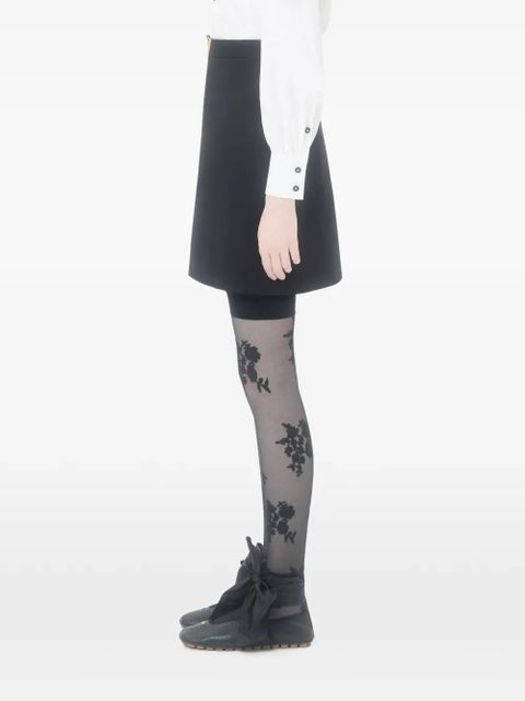 Valentino Garavani short Crepe Couture skirt with V Gold - Black