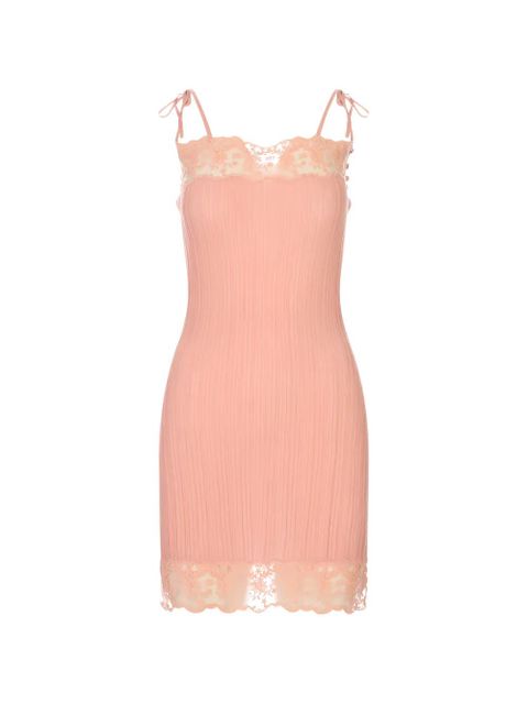 Chloé lace-trimmed ribbed-knit mini dress - Pink - zdjęcie produktu nr 1