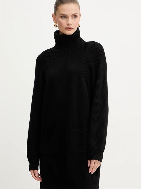 Liu Jo sukienka wełniana kolor czarny mini prosta MF5063 MS009