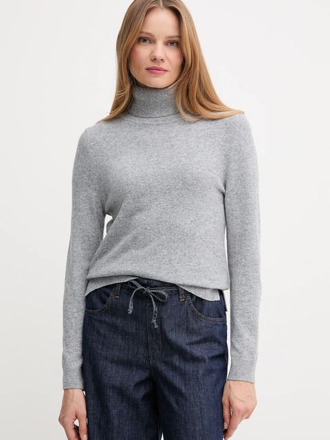 Barbour sweter z wełną damski kolor szary lekki z golfem LKN1077 - zdjęcie produktu nr 1