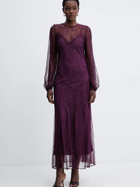 Twinset sukienka kolor fioletowy maxi prosta 252TT2261 - zdjęcie produktu nr 1