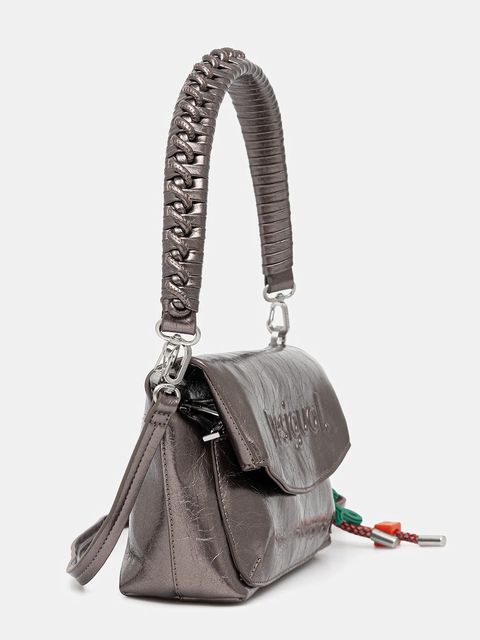 Desigual torebka HALF LOGO TROKEL DARK SILVE kolor srebrny 25WAXPAQ