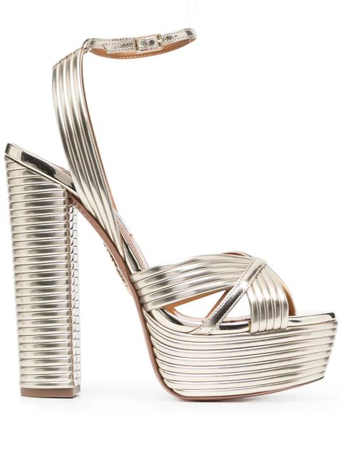 Aquazzura Sundance 140mm platform sandals - Gold - zdjęcie produktu nr 1
