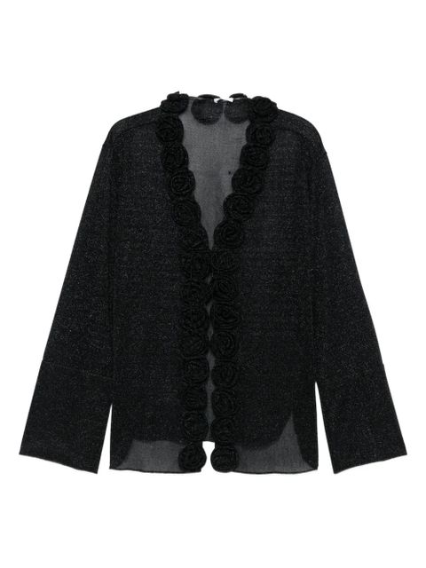 Oséree rose-embellished glitter-detail blouse - Black - zdjęcie produktu nr 1