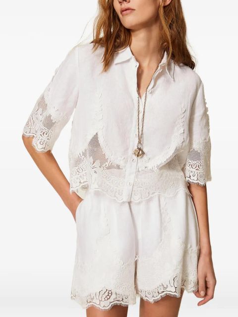 TWINSET lace-detail shirt - White - zdjęcie produktu nr 2