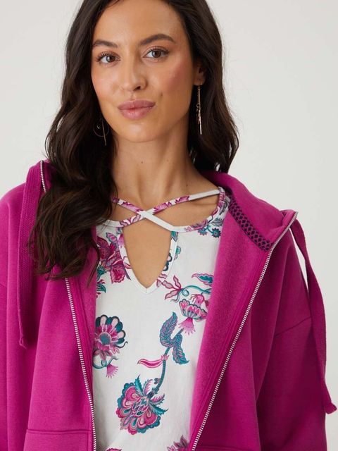 Medicine bluza damska kolor różowy z kapturem gładka