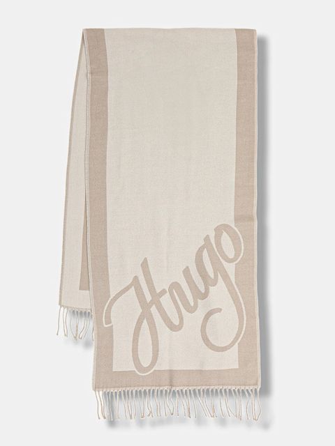 HUGO szalik i rękawiczki damski kolor beżowy wzorzysty 50551647 - zdjęcie produktu nr 1