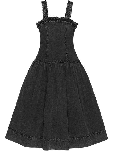 GANNI ruffle-detail midi dress - Black - zdjęcie produktu nr 1