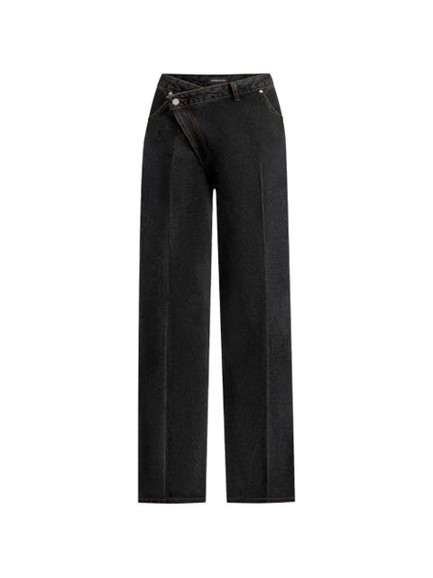 Manière De Voir Astrid wrapover wide-leg washed black jeans - zdjęcie produktu nr 1
