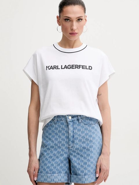 Karl Lagerfeld t-shirt bawełniany damski kolor biały A2W17109 - zdjęcie produktu nr 1