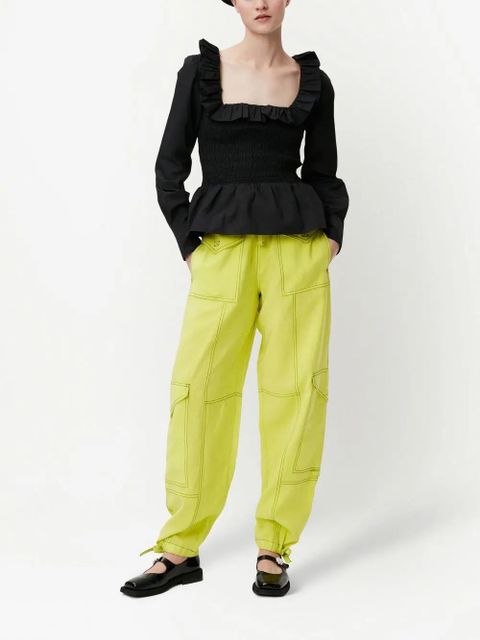 GANNI cotton poplin smock blouse - Black - zdjęcie produktu nr 2