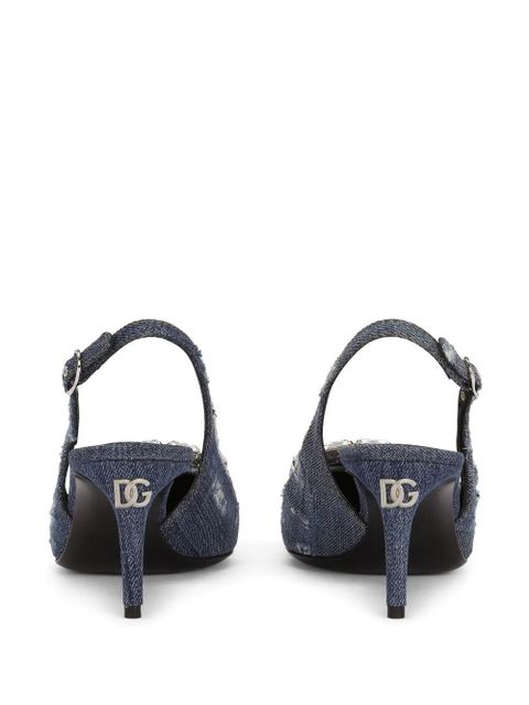 Dolce & Gabbana 60mm patchwork-denim slingback pumps - Blue