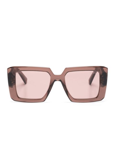 Prada Eyewear logo-print square-frame sunglasses - Brown - zdjęcie produktu nr 1