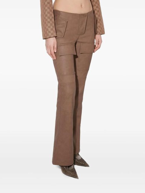MISBHV faux-leather bootcut moto trousers - Brown