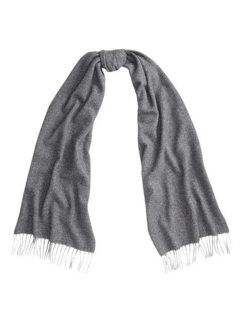 Lauren Ralph Lauren logo-embroidered fringed scarf - Grey