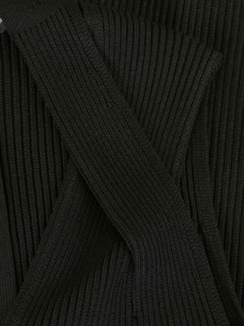 Balmain V-neck ribbed mini dress - Black