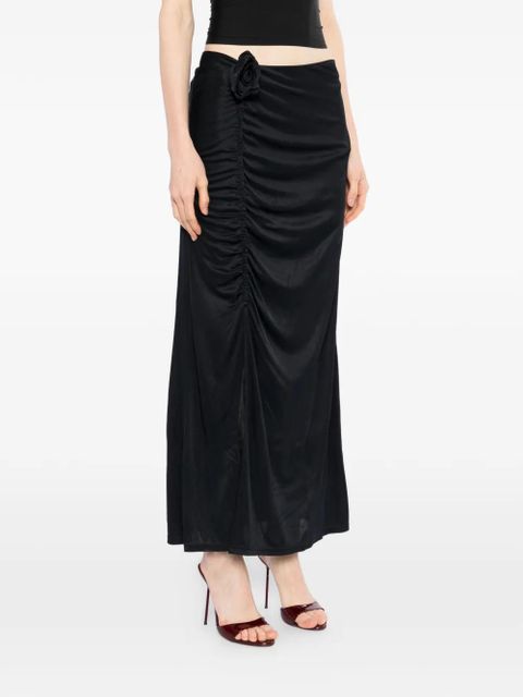 FARM Rio floral-appliqué maxi skirt - Black