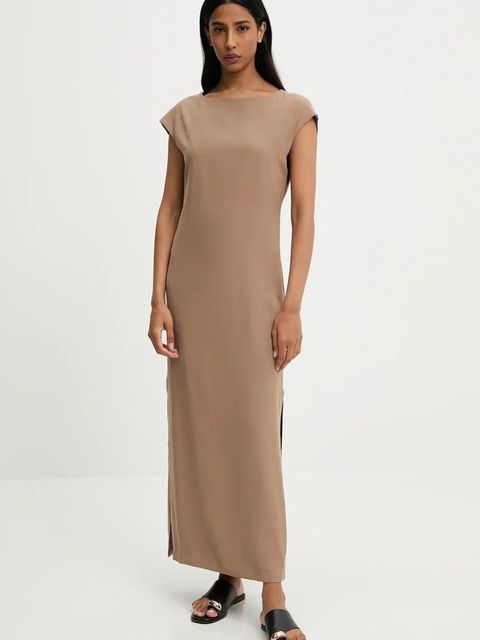 Answear.LAB sukienka kolor brązowy maxi dopasowana - zdjęcie produktu nr 1