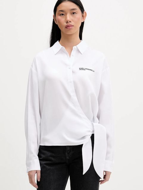 Karl Lagerfeld Jeans koszula damska kolor biały relaxed z kołnierzykiem klasycznym B1W11026 - zdjęcie produktu nr 1