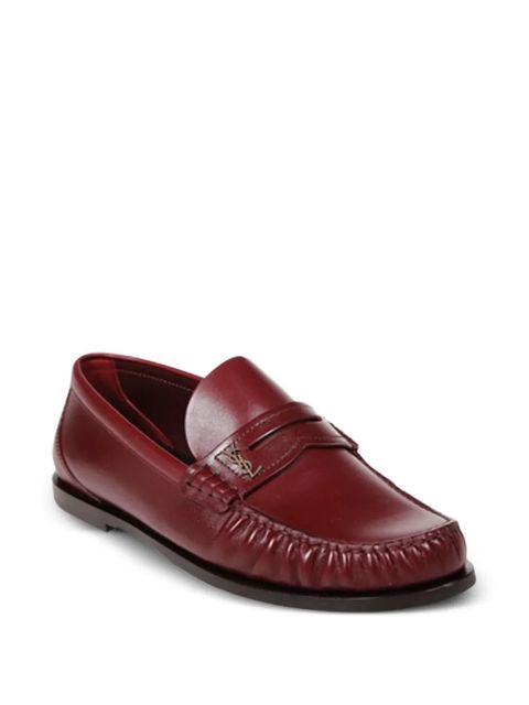 Saint Laurent Laurent logo-plaque leather loafers - Red