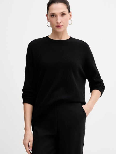 Sisley sweter z dodatkiem wełny damski kolor czarny lekki 18AYM103K - zdjęcie produktu nr 1