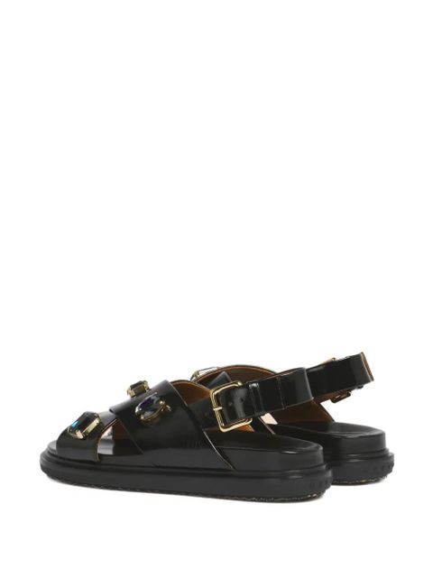 Marni crisscross crystal ovine leather sandals - Black