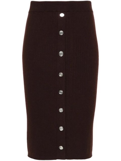 PINKO ribbed-knit midi skirt - Brown - zdjęcie produktu nr 1