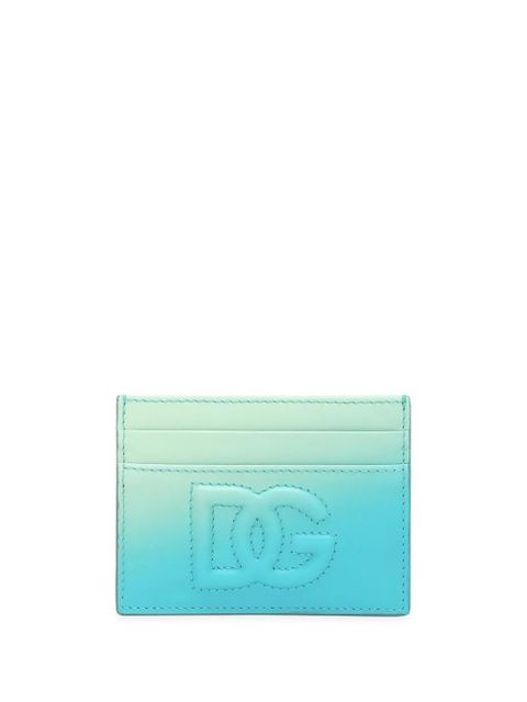 Dolce & Gabbana logo-embroidered ombré-effect cardholder - Blue - zdjęcie produktu nr 1