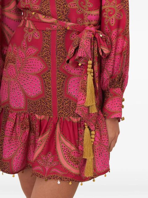 FARM Rio tassel-embellished patterned mini dress - Pink