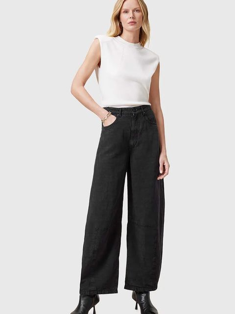 AllSaints spodnie JETT damskie kolor czarny szerokie high waist W077TC - zdjęcie produktu nr 1