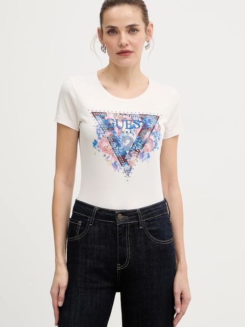 Guess t-shirt damski kolor beżowy W5BI29 J1314 - zdjęcie produktu nr 2