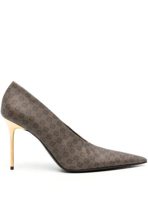 Balmain monogram-print pumps - Brown - zdjęcie produktu nr 1
