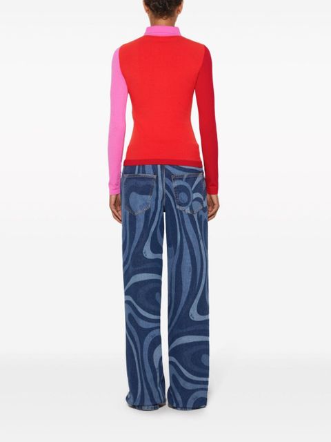 PUCCI colour-block knitted polo shirt - Red